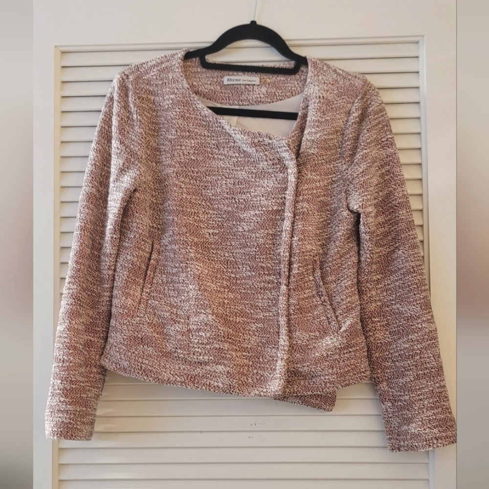 Rhyme Los Angeles - Pink/Black/White Tweed Jacket With Hidden Zipper Pockets